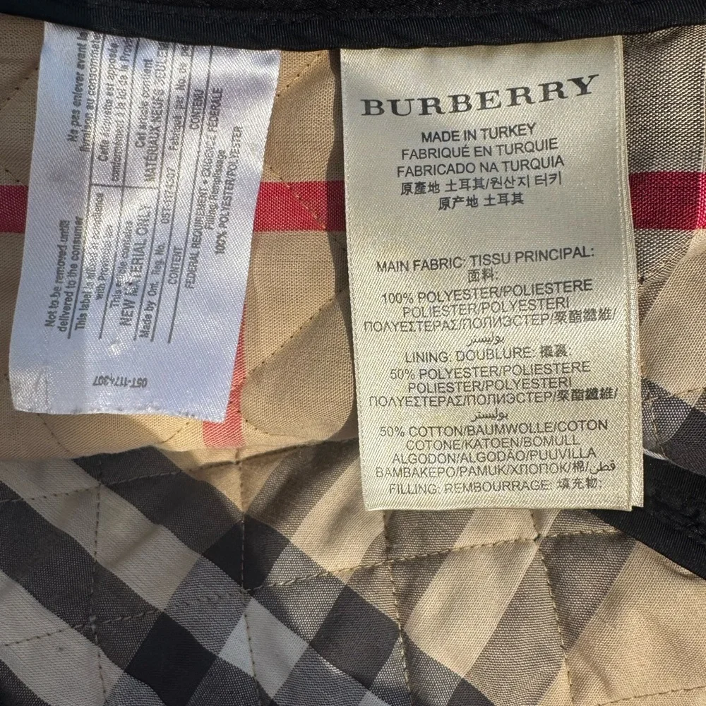 Burberry Black Quilted Authentic Jacket with Signature Check Trim Size XL - Picture 12 of 12